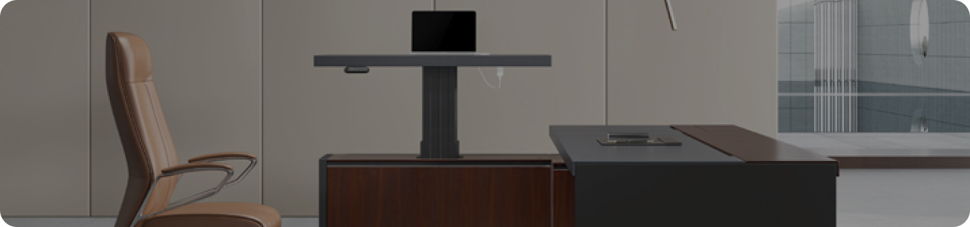 Executive suite height adjustable desks